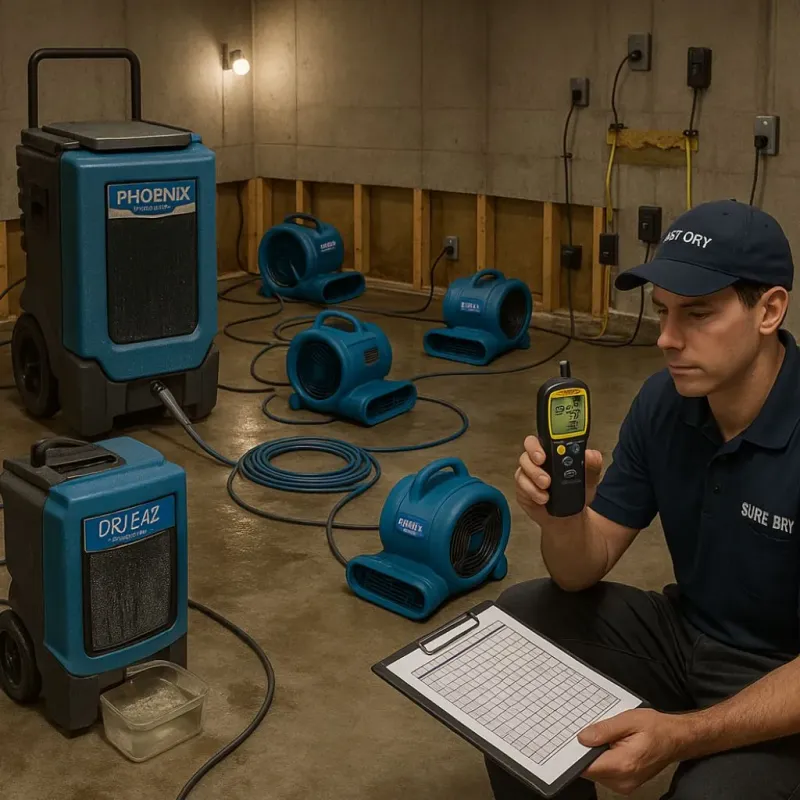 Structural Drying and Dehumidification process in Garden Ridge, TX